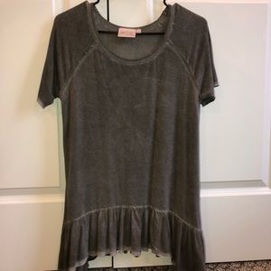 Gray blouse with ruffles